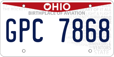 OH license plate GPC7868