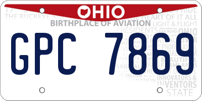 OH license plate GPC7869