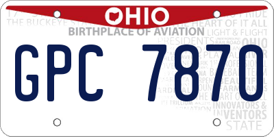 OH license plate GPC7870