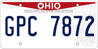 OH license plate GPC7872