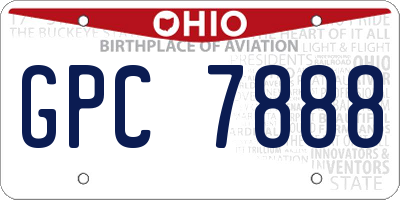 OH license plate GPC7888