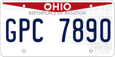OH license plate GPC7890