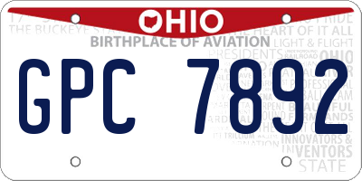 OH license plate GPC7892