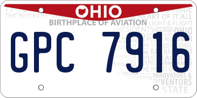 OH license plate GPC7916