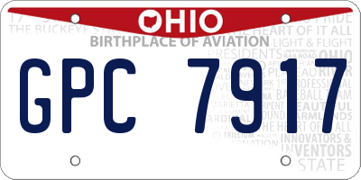 OH license plate GPC7917