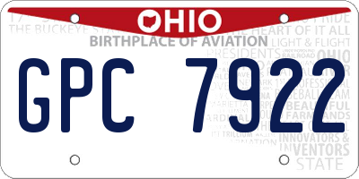 OH license plate GPC7922