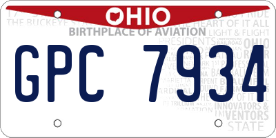 OH license plate GPC7934