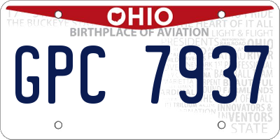 OH license plate GPC7937