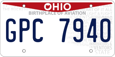 OH license plate GPC7940
