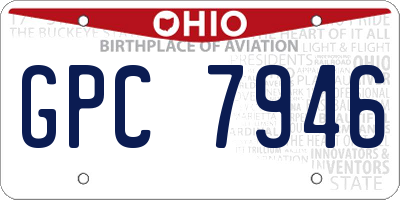OH license plate GPC7946