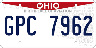 OH license plate GPC7962
