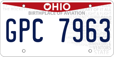 OH license plate GPC7963