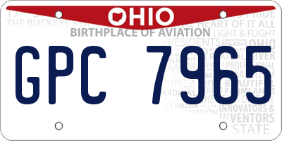 OH license plate GPC7965