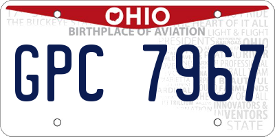 OH license plate GPC7967