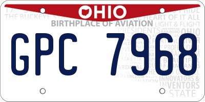 OH license plate GPC7968