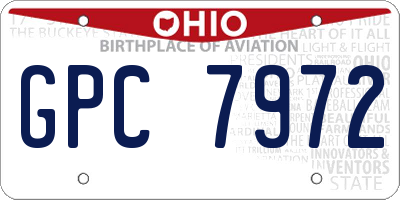 OH license plate GPC7972