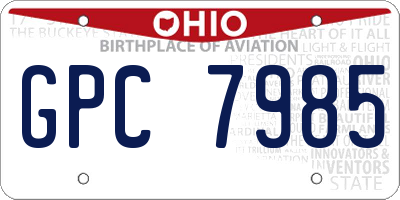 OH license plate GPC7985