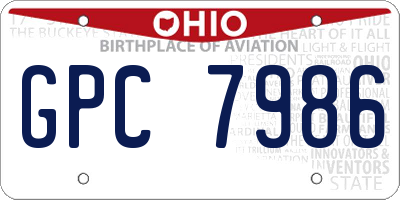 OH license plate GPC7986
