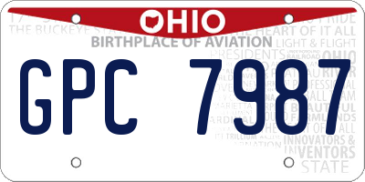 OH license plate GPC7987