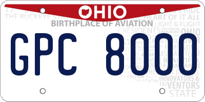 OH license plate GPC8000