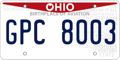 OH license plate GPC8003