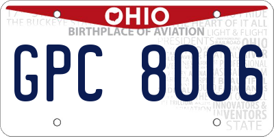 OH license plate GPC8006