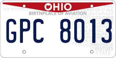 OH license plate GPC8013