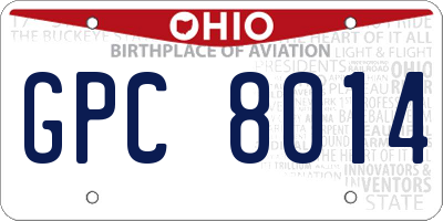 OH license plate GPC8014