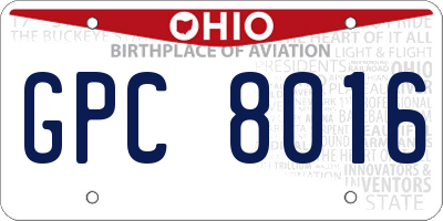OH license plate GPC8016