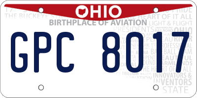 OH license plate GPC8017