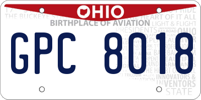 OH license plate GPC8018