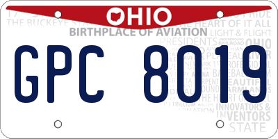OH license plate GPC8019