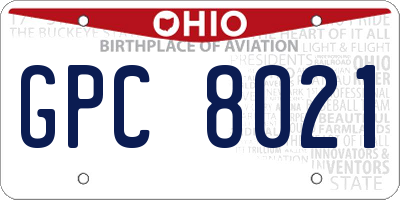 OH license plate GPC8021