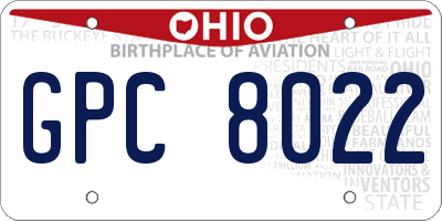 OH license plate GPC8022