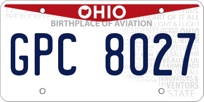 OH license plate GPC8027