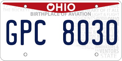OH license plate GPC8030