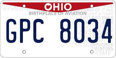OH license plate GPC8034