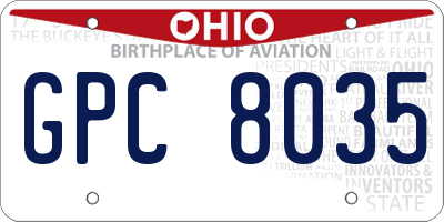 OH license plate GPC8035