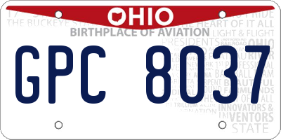 OH license plate GPC8037
