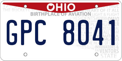 OH license plate GPC8041