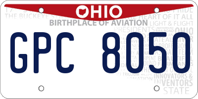 OH license plate GPC8050