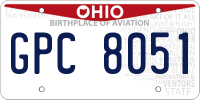 OH license plate GPC8051