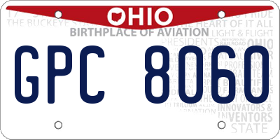 OH license plate GPC8060