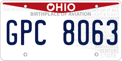 OH license plate GPC8063
