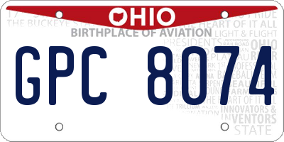 OH license plate GPC8074