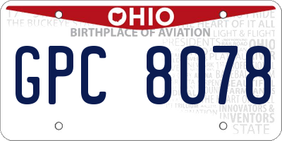 OH license plate GPC8078