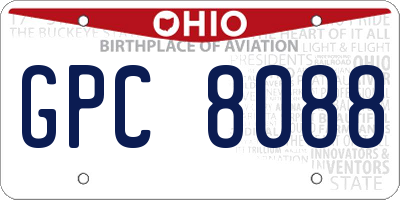 OH license plate GPC8088