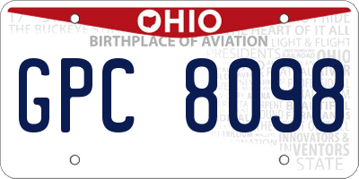 OH license plate GPC8098