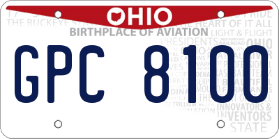 OH license plate GPC8100