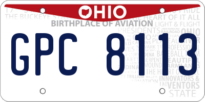 OH license plate GPC8113